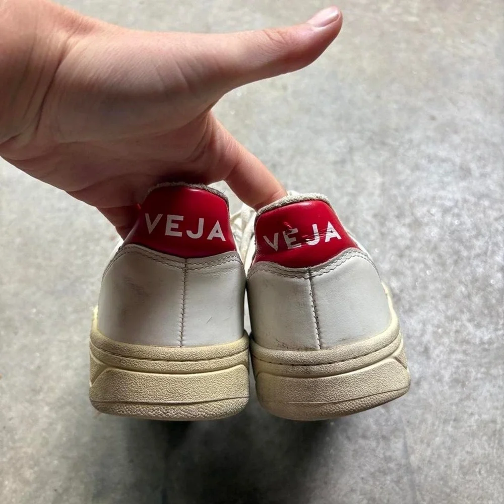 Veja white and red sneakers  Men's size 6 or women's 7-7.5